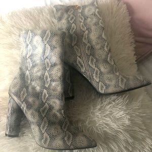 Snake print booties